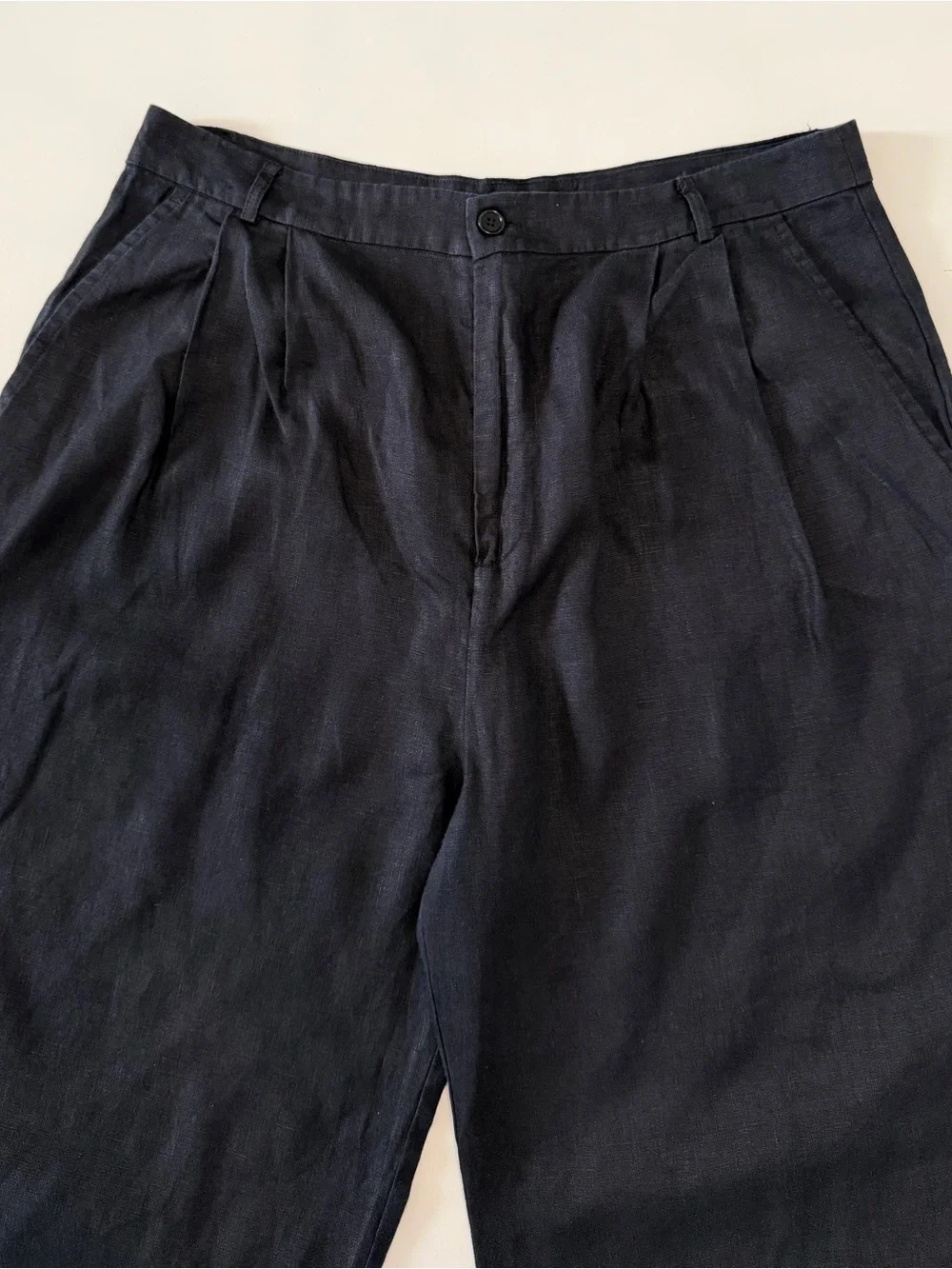 Reformation Women’s Black Wide-Leg Linen Chinos Pants Size 12
